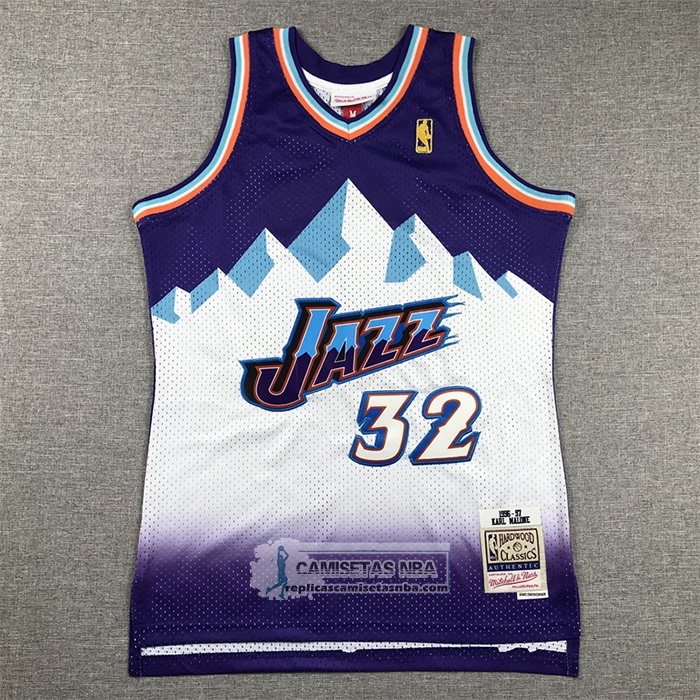 Camiseta Nino Utah Jazz Karl Malone NO 32 Mitchell & Ness 1996-97 Violeta